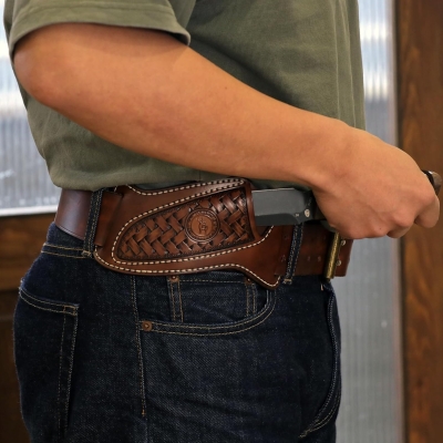 Tourbn TOURBON Funda de Cuero para Cuchillo Horizontal para cinturón, Funda EDC, Bolsa de Herramientas para Cuchillo Recto, Regalo Hecho a Mano para Hombres, T-LP00414