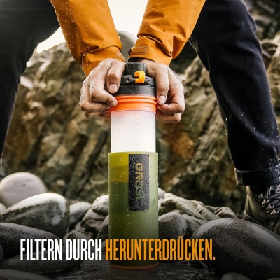 GRAYL GeoPress 710ml Filtro de agua para exteriores Agua potable I Elimina el 99,99% de todas las bacterias y virus I Perfecto para camping, supervivencia y viajes (Oasis Green)