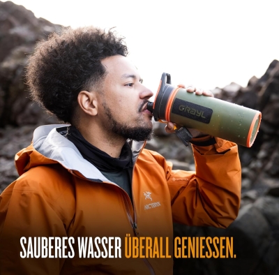 GRAYL GeoPress 710ml Filtro de agua para exteriores Agua potable I Elimina el 99,99% de todas las bacterias y virus I Perfecto para camping, supervivencia y viajes (Oasis Green)