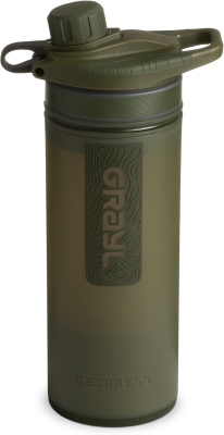 GRAYL GeoPress 710ml Filtro de agua para exteriores Agua potable I Elimina el 99,99% de todas las bacterias y virus I Perfecto para camping, supervivencia y viajes (Olive Drab)