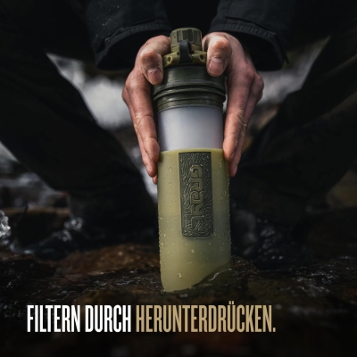 GRAYL GeoPress 710ml Filtro de agua para exteriores Agua potable I Elimina el 99,99% de todas las bacterias y virus I Perfecto para camping, supervivencia y viajes (Olive Drab)