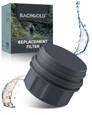 Bachgold Filtro de agua para exteriores con capacidad de filtro de 1500 l, elimina el 99,99% de todas las bacterias y filtra virus, partículas y metales pesados, a prueba de apagones y crisis