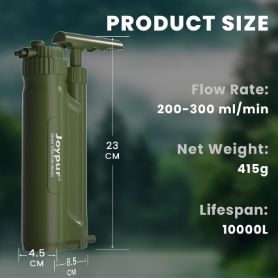 68c6a52fa9c593369d3981f51b5ee6bef12cbb8537e7c34859e63.jpg Joypur Filtro de agua de supervivencia para exteriores con filtro RO, purificador de agua para exteriores con capacidad de filtro de 10.000 l, bomba portátil, filtro de agua potable para camping