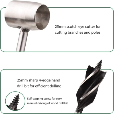 68c6abe0c32b8319221130e578e02e395004f9a9859e62a0a481f.jpg Taladro de Tornillo Manual Herramienta de Supervivencia Multi-Uso Bushcraft Settler Llave Al Aire Libre Escocés Ojo Madera Clavo