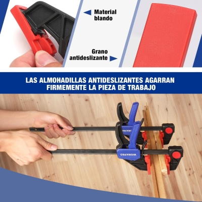 68c6c81970253214a43669e571983ad0b0e9f79908a4ff9418488.jpg WORKPRO 2 Piezas Sargento de Barra 305 mm, Abrazadera de Barra, Set de Sargentos para Carpintería Madera, Fuerza de Sujeción 68 kg, Acero y Nylon para una Fijación Precisa