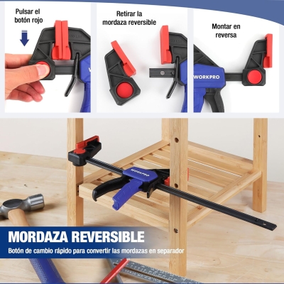 68c6c819c18338b82083cef4711ef2251aae0b7b176741b593052.jpg WORKPRO 2 Piezas Sargento de Barra 305 mm, Abrazadera de Barra, Set de Sargentos para Carpintería Madera, Fuerza de Sujeción 68 kg, Acero y Nylon para una Fijación Precisa