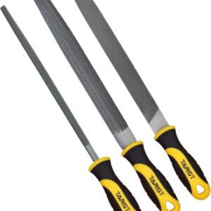 TARIST Juego de limas para metal 3 piezas, 200mm. Juego de limas para hierro profesional incluye lima planas, lima redonda, lima semirredondas - trabajo para metal, madera y más