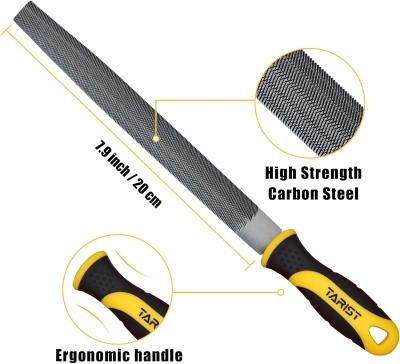 68c6c96dbadca26b990f5430abc95ada723b31faea872d11c98fc.jpg TARIST Juego de limas para metal 3 piezas, 200mm. Juego de limas para hierro profesional incluye lima planas, lima redonda, lima semirredondas - trabajo para metal, madera y más