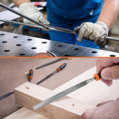 6 Pcs Juego de limas y escofinas,Preciva Juego de limas multiusos en acero con alto contenido de carbono incluye lima plana,triángulo,semirredondas,redondas,para metal,madera etc