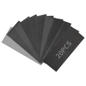 68c6de3b901dd1352d665aa6bdd07c895f52ae4a7458a7097727a.jpg Sruhrak 93x230mm Papel de Lija al Agua, 20 Piezas de Lija de Grano 120 a 3000 para la Preparación de Superficies de Madera, Metal, Automoción y Plástico.