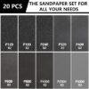 68c6de3c6b456dfd3e9bf2e38a39230c7dff9a6cf8b9b51e8d2d3.jpg Sruhrak 93x230mm Papel de Lija al Agua, 20 Piezas de Lija de Grano 120 a 3000 para la Preparación de Superficies de Madera, Metal, Automoción y Plástico.