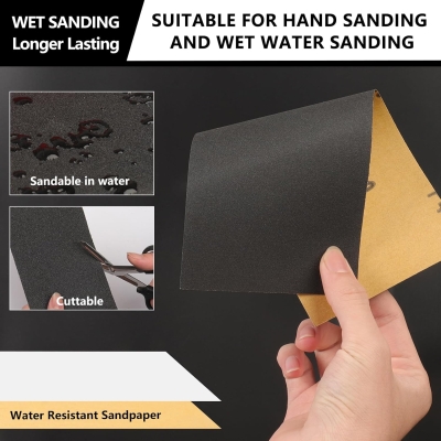 68c6de3cbec5802e84331ab43f1590b11d6b6eba8c9cbb5afeb4e.jpg Sruhrak 93x230mm Papel de Lija al Agua, 20 Piezas de Lija de Grano 120 a 3000 para la Preparación de Superficies de Madera, Metal, Automoción y Plástico.