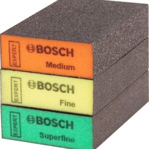 68c6e00fdca9d0cb30306344fd33da8a900d34b7c90318b1fd9f2.jpg Bosch Professional 3X Tacos Expert S471 convencionales (para Madera Blanda, Pintura sobre Madera, 69 x 97 x 26 mm, Grado de finura Medio/Fino/Muy Fino, Accesorios Lijado Manual)