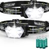 Lsnisni Linterna Frontal LED(2 Unidades/1 Unidad), 2000 Lúmenes Super Brillante Linterna Cabeza, 6 Modos de Iluminación, IPX5 Impermeable Luz Cabeza para Niños Adultos, Correr, Camping, Pesca