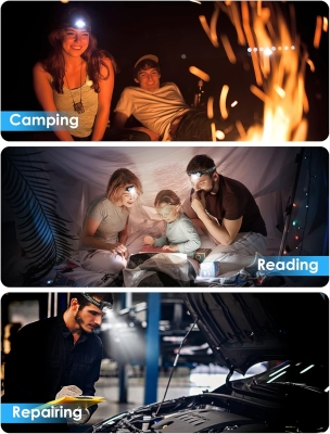 Lsnisni Linterna Frontal LED(2 Unidades/1 Unidad), 2000 Lúmenes Super Brillante Linterna Cabeza, 6 Modos de Iluminación, IPX5 Impermeable Luz Cabeza para Niños Adultos, Correr, Camping, Pesca