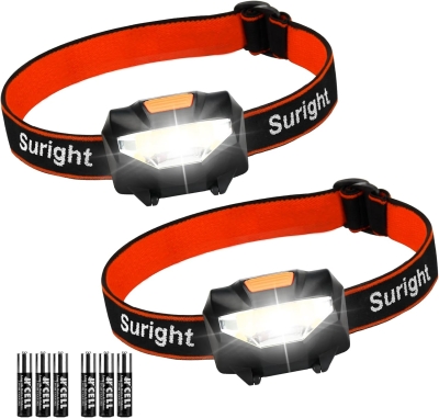 68c6eceac1fb86cc26a4810307313f3c9493310005633f5405ea0.jpg Suright Linterna Frontale, 2 Piezas Linterna Cabeza con 3 Modos de Iluminación y 60° Ajustable Ángulo, Lampára de Cabeza Impermeable con 6 Pilas AAA para Correr, Acampar, Cenderismo, Pesca, Ciclismo