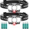 Lsnisni Linterna Frontal LED Alta Potencia, 1500 Lúmenes Linterna Cabeza con 6 Pilas AAA, 7 Modos, Ángulo Ajustable, IPX5 Impermeable para Niño Adulto Correr, Camping, Pesca(2 Unidades)