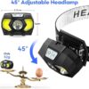 Lsnisni Linterna Frontal LED Alta Potencia, 1500 Lúmenes Linterna Cabeza con 6 Pilas AAA, 7 Modos, Ángulo Ajustable, IPX5 Impermeable para Niño Adulto Correr, Camping, Pesca(2 Unidades)