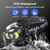 Lsnisni Linterna Frontal LED Alta Potencia, 1500 Lúmenes Linterna Cabeza con 6 Pilas AAA, 7 Modos, Ángulo Ajustable, IPX5 Impermeable para Niño Adulto Correr, Camping, Pesca(2 Unidades)