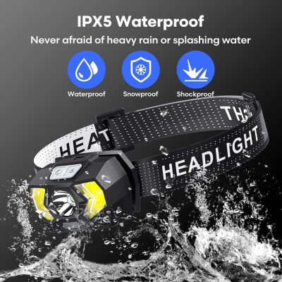 Lsnisni Linterna Frontal LED Alta Potencia, 1500 Lúmenes Linterna Cabeza con 6 Pilas AAA, 7 Modos, Ángulo Ajustable, IPX5 Impermeable para Niño Adulto Correr, Camping, Pesca(2 Unidades)