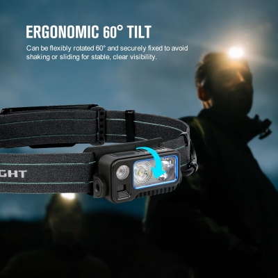 68c6f108b6c41eb855b3ffd7b48a0a6d9e7f86ca25b553062b147.jpg OLIGHT Array 2 Pro Linterna Frontal Faro LED con Sensor Gestual 1500 Lúmenes 150m con Batería Carga USB 27,5 Horas de Autonomía Luz Roja y Modo SOS Ángulo del Haz Ajustable 60° IPX4 para Camping Pesca