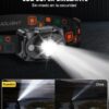 Rolgno Linterna Frontal LED Recargable, [Ultrabrillante] Linterna Cabeza con Sensor de Movimiento, 6 Modos de Iluminación y Impermeable IPX4, Larga Duración en Camping, Pesca, Senderismo, Correr