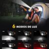 Rolgno Linterna Frontal LED Recargable, [Ultrabrillante] Linterna Cabeza con Sensor de Movimiento, 6 Modos de Iluminación y Impermeable IPX4, Larga Duración en Camping, Pesca, Senderismo, Correr