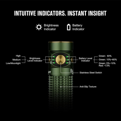 OLIGHT Baton 4 Mini EDC Linterna de 1300 Lúmenes, 170 metros de Alcance, Impermeable IPX8, Lámpara de Mano Recargable y Batería Potente 650 mAh, 30 días Larga Duración