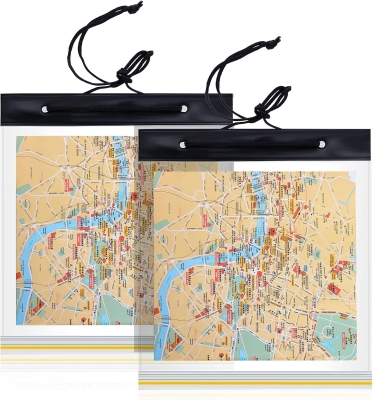 Sumind Estuche Impermeable de Mapas Cubierta de Mapa Transparente Bolsa de Mapa de Camping Funda de Mapas de Senderismo de PVC con Ventana Transparente y Correa de Cuello
