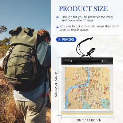 Sumind Estuche Impermeable de Mapas Cubierta de Mapa Transparente Bolsa de Mapa de Camping Funda de Mapas de Senderismo de PVC con Ventana Transparente y Correa de Cuello