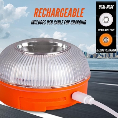68c7cf354d8e975dac3b89120a1bc00ae3b5d613ebdd4bddf4bb2.jpg MAGIC SELECT Luz de Emergencia V16 para Señalización en Carretera de Coche y Moto. Luz Amarilla Intermitente y Blanca Fija con Encendido Automático, Base Imantada y Batería Recargable. No GPS.