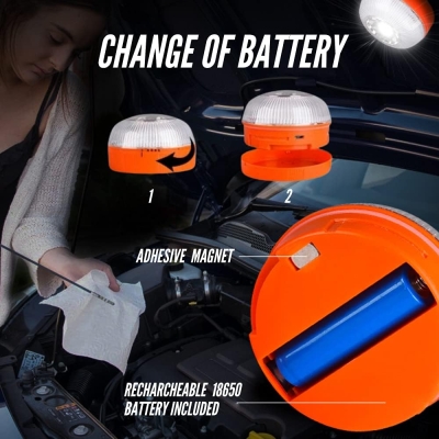 68c7cf359405e202cdfe5787d2f0679cc8a00d3fd7821c00fdf74.jpg MAGIC SELECT Luz de Emergencia V16 para Señalización en Carretera de Coche y Moto. Luz Amarilla Intermitente y Blanca Fija con Encendido Automático, Base Imantada y Batería Recargable. No GPS.