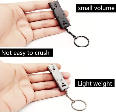 Silbato de 2 señales, silbato y llavero de acero inoxidable de 150 decibelios de alto decibelio, deportes de emergencia de supervivencia en la montaña, camping al aire libre, pesca, senderismo y caza