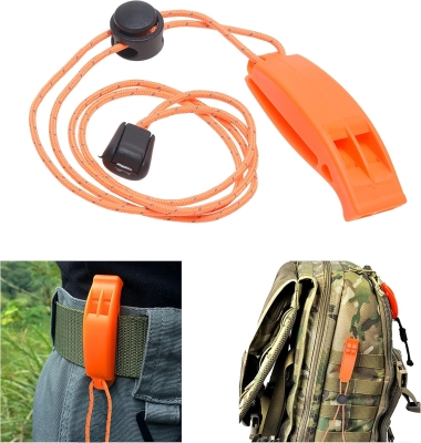 Eco-Fused 2X Silbatos de Supervivencia y 2X Espejos de Señales - Kit de Supervivencia para Exteriores con Espejo de Rescate - Silbato de Enganche con Acollador - Mochilero, Acampar, Mar