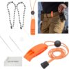 Eco-Fused 2X Silbatos de Supervivencia y 2X Espejos de Señales - Kit de Supervivencia para Exteriores con Espejo de Rescate - Silbato de Enganche con Acollador - Mochilero, Acampar, Mar