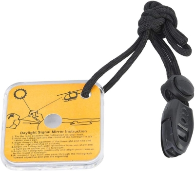 Tihebeyan Acrílico Señal Espejo Rescate Supervivencia Espejo Reflector Herramienta práctica de autoayuda con Silbato para emergencias