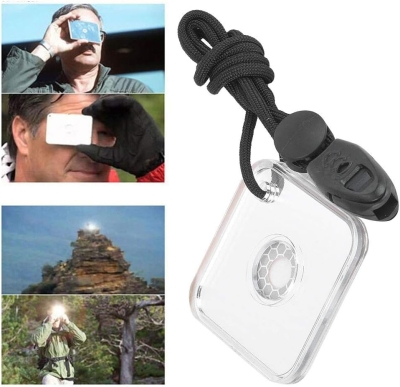 Tihebeyan Acrílico Señal Espejo Rescate Supervivencia Espejo Reflector Herramienta práctica de autoayuda con Silbato para emergencias