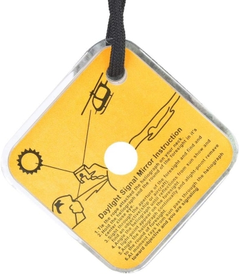 Tihebeyan Acrílico Señal Espejo Rescate Supervivencia Espejo Reflector Herramienta práctica de autoayuda con Silbato para emergencias