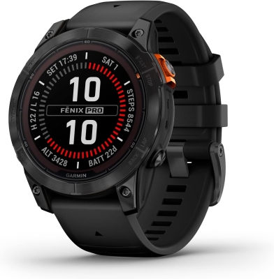 Garmin fēnix ​​7 Pro Solar, Reloj GPS Multideporte con Carga Solar, Pantalla táctil, Linterna LED, frecuencia cardíaca, mapas, música y 22 días de batería, Negro