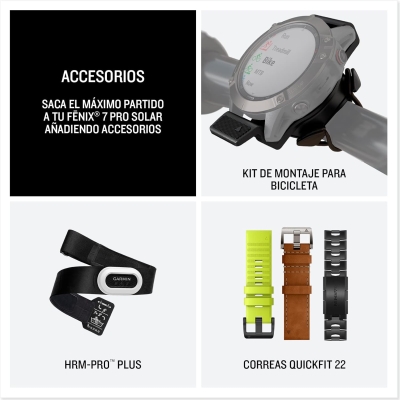 Garmin fēnix ​​7 Pro Solar, Reloj GPS Multideporte con Carga Solar, Pantalla táctil, Linterna LED, frecuencia cardíaca, mapas, música y 22 días de batería, Negro