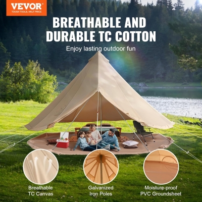 VEVOR Canvas Tent Lona 4 Estaciones Capacidad para 12 Personas