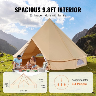 VEVOR Canvas Tent Lona 4 Estaciones Capacidad para 12 Personas