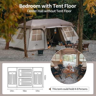 Naturehike Village 17.0 ㎡ Tienda de campaña familiar Pop Up Tienda de campaña para 4-6 personas, gran túnel con columna de agua de 2000 mm