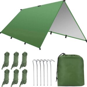 68ca7913b41bb8da408beaef67c86b1305807288b96015ba49c19.jpg Ledeak Tienda de Campaña Tarp, 3 x 3 m Toldo de Refugio Impermeable Lona de Duradero Portatil, Hamaca Tienda de Campaña Ligera para Playa Senderismo Mochila Acampada Refugio Al Aire Libre