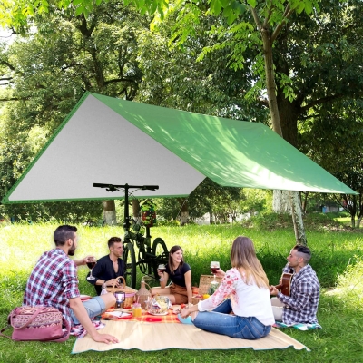 Ledeak Tienda de Campaña Tarp, 3 x 3 m Toldo de Refugio Impermeable Lona de Duradero Portatil, Hamaca Tienda de Campaña Ligera para Playa Senderismo Mochila Acampada Refugio Al Aire Libre