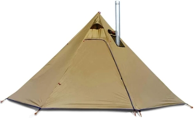 Tienda de campaña tipi con agujero para estufa y ventanas, tienda de campaña familiar al aire libre para 2-4 personas, tienda piramidal Tipi para aventuras en todas las estaciones
