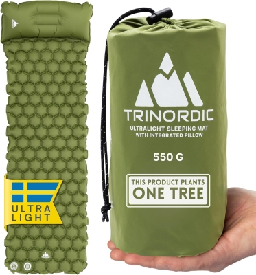 TRINORDIC Colchoneta de camping ultraligera inflable para dormir, plegable, ligera, inflable, cama individual, portátil, para mochileros al aire libre, senderismo, viajes