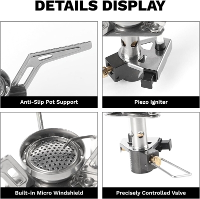 Fire-Maple Hornillo de Gas, Superligero para Excursionismo con Encendido Piezoeléctrico, Acero Inoxidable y Aluminio, Compacto y Fácil de Transportar, Perfecto para Aventuras y Camping