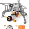 Odoland Hornillos Portátiles de Camping 3500 W, Mini Estufa Plegable de Acero con Encendido Piezoeléctrico, de Gas Ultraligera y Duradera para Picnic Mochilero Senderismo