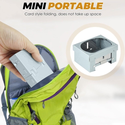 Azwood Estufa portátil de combustible sólido, plegable, quemador de horno de alcohol, estufa plegable de combustible de alcohol sólido grueso, mini estufa de camping para acampar solo, senderismo,